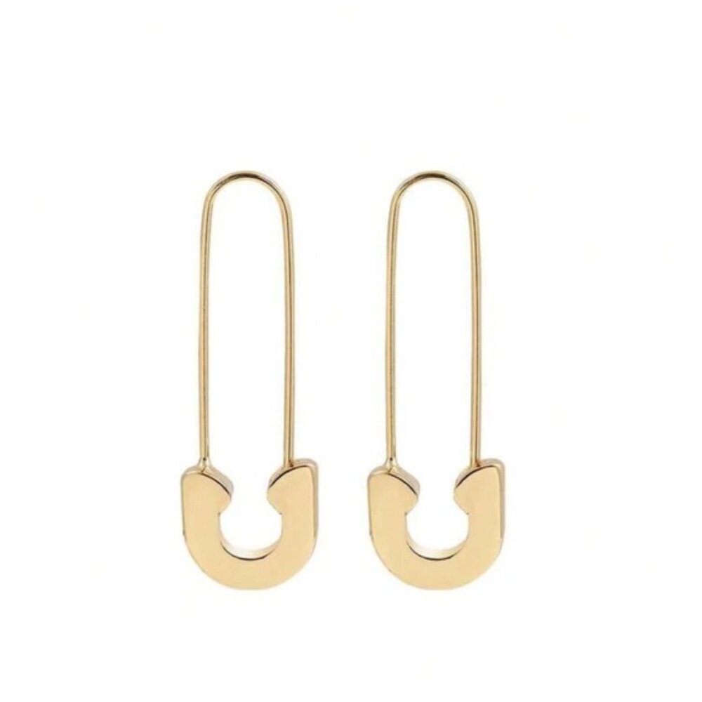 Gold Safety Pin Earrings - Picture 3 of 3